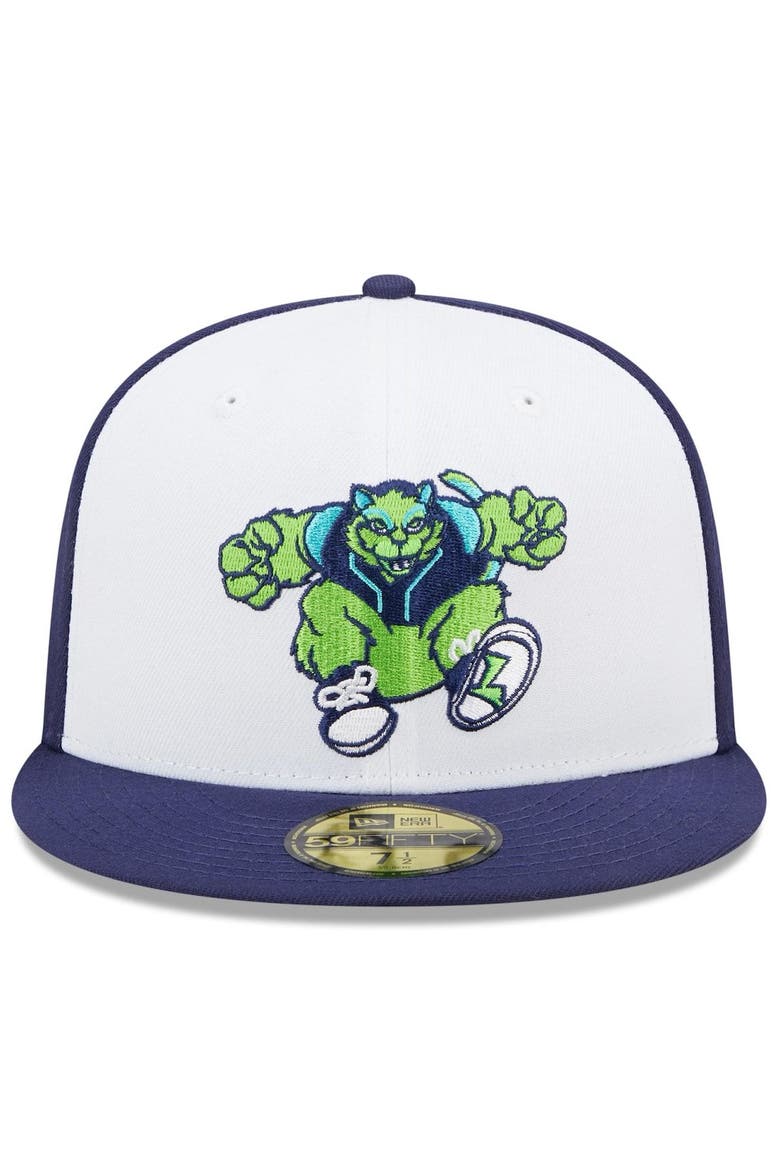 Men's New Era White/Navy Lynchburg Hillcats Marvel x Minor League 59FIFTY Fitted Hat, Alternate, color, White