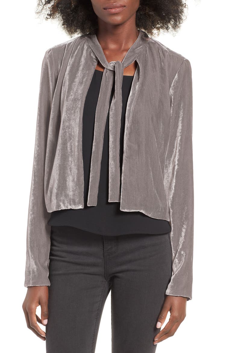 Gulf Spring Velvet Bolero, Main, color, PEWTER