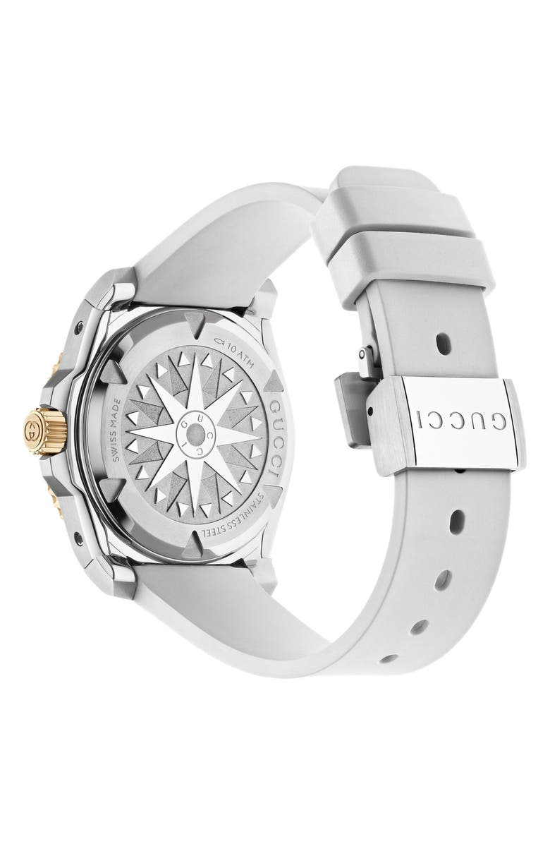 Gucci Dive Automatic Rubber Strap Watch, 36mm, Alternate, color, White