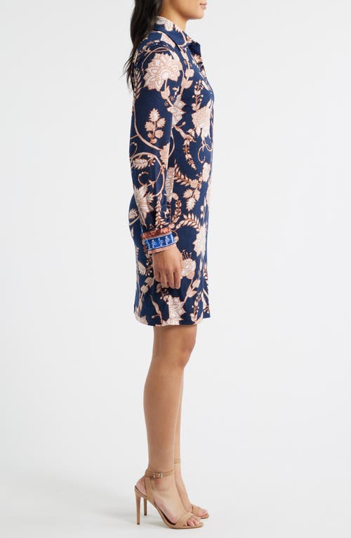 Julia Jordan Floral Long Sleeve Jersey Dress In Blue