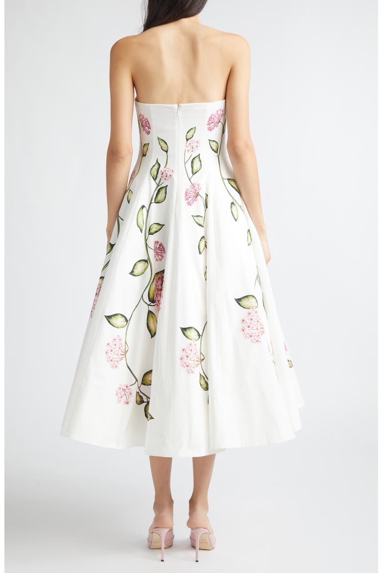 Porcelain Flowers Stretch Cotton Poplin Strapless Dress, Alternate, color, PINK/ WHITE