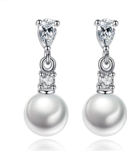 DLORIA Pear Cut Cubic Zirconia Faux Pearl Drop Earrings