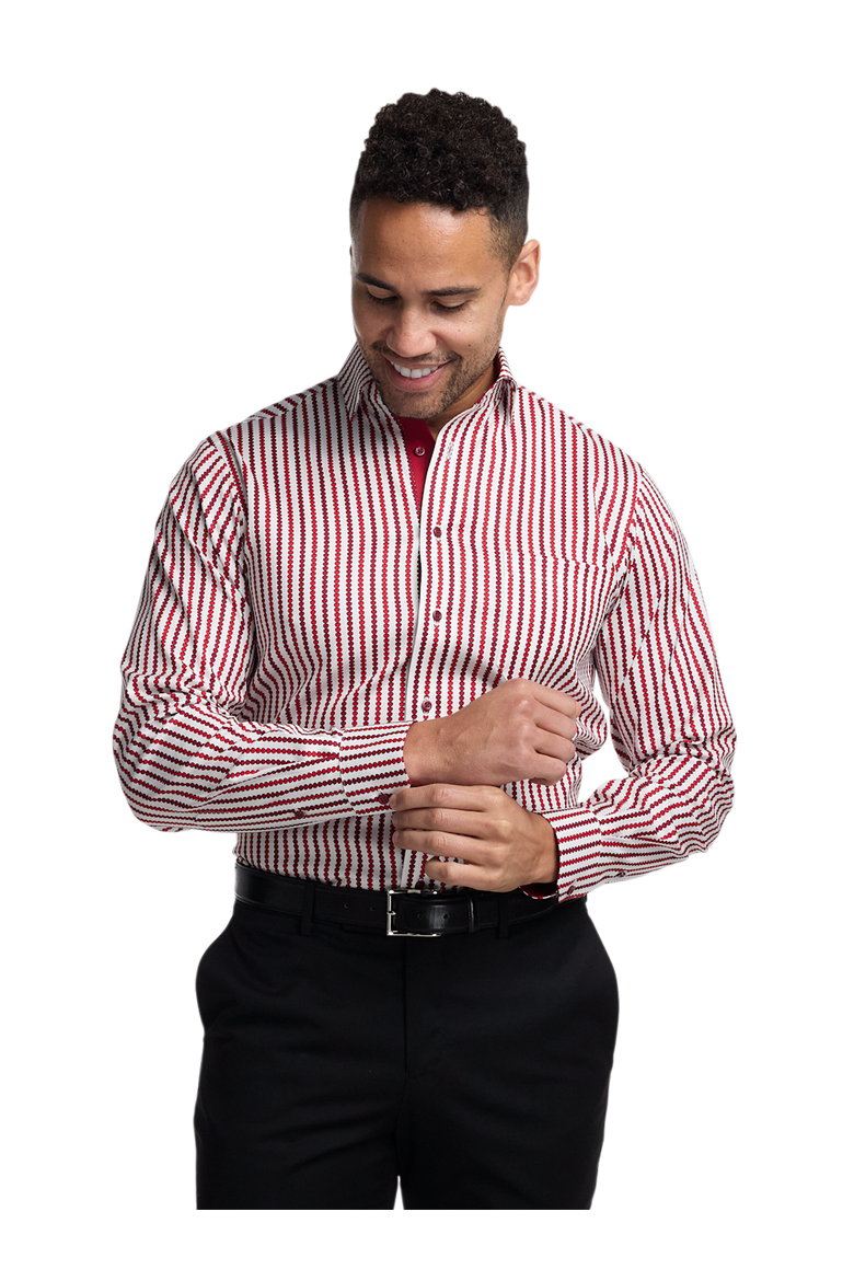Comfort Stretch Non-iron Heart Dress Shirt With Contrast Trim, Alternate, color, White/Red