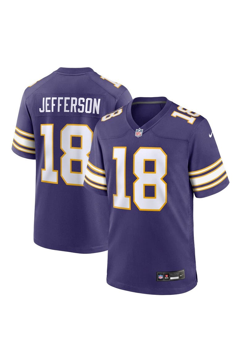 Men's Nike Justin Jefferson Purple Minnesota Vikings Classic Player Game Jersey, Alternate, color, Purple