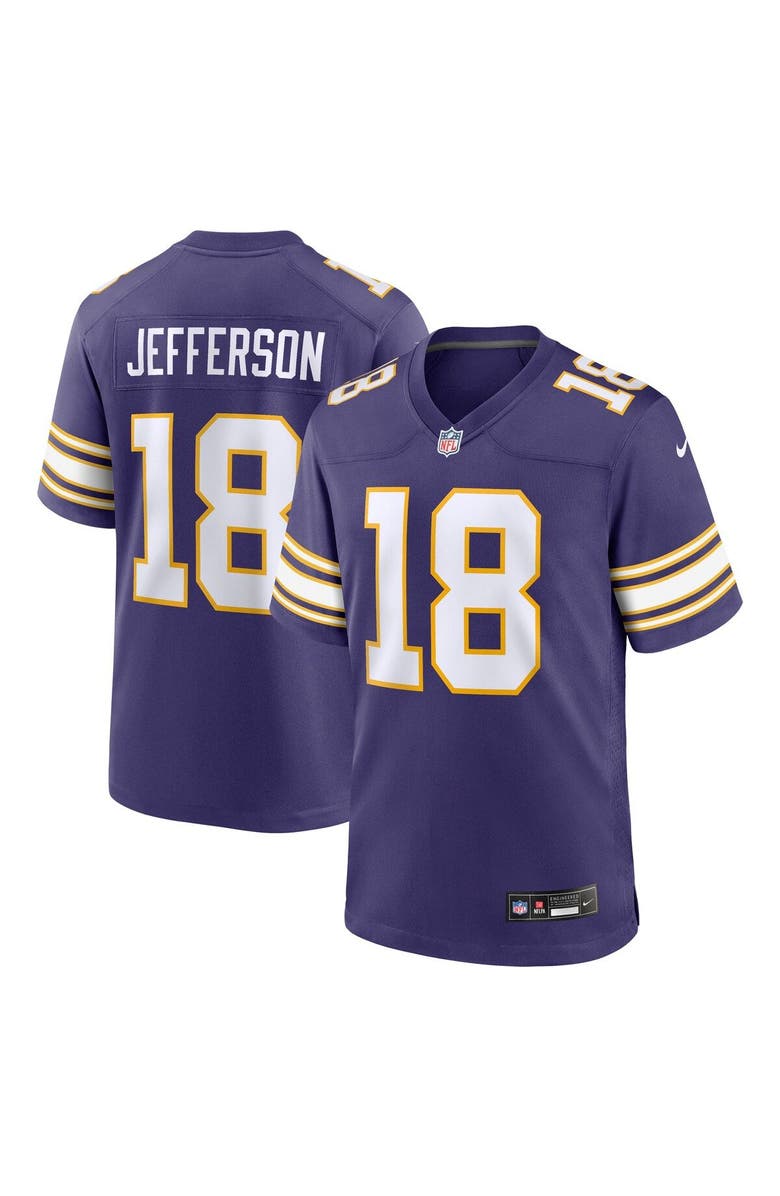 Nike Men's Nike Justin Jefferson Purple Minnesota Vikings Classic Player Game Jersey, Alternate, color, Purple