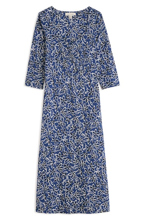 Shop Seasalt Cornwall Secret Cove Print Midi Dress In Harbour Floral Washed Marine