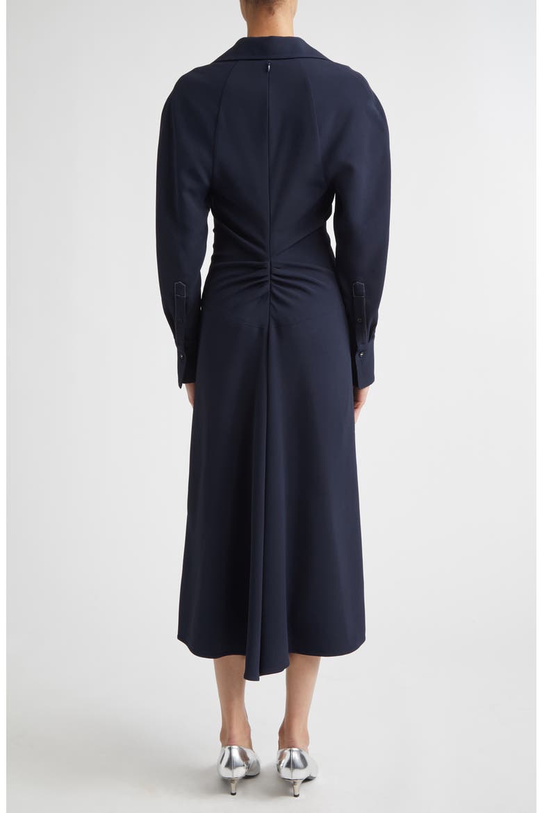 Long Sleeve Polo Midi Dress, Alternate, color, NAVY