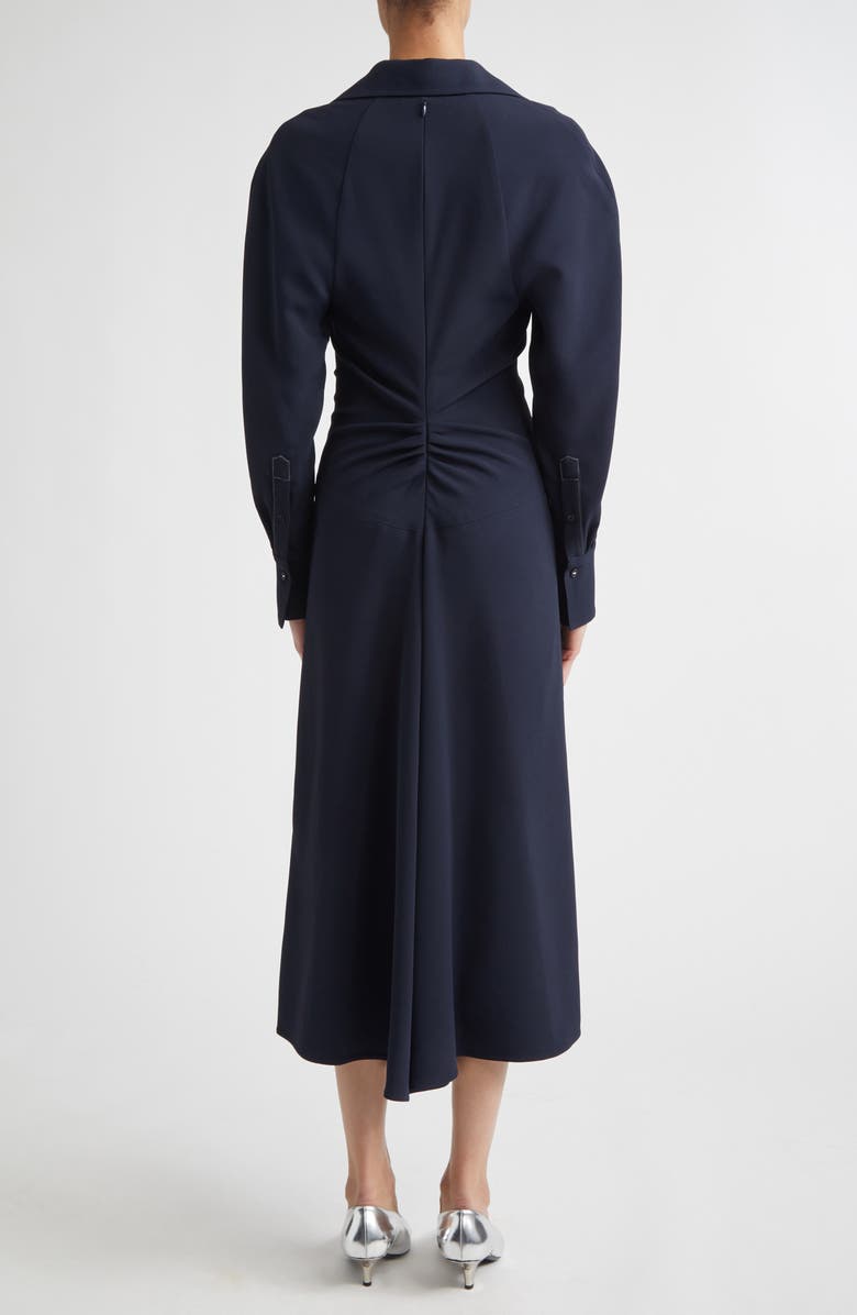 Victoria Beckham Long Sleeve Polo Midi Dress, Alternate, color, Navy