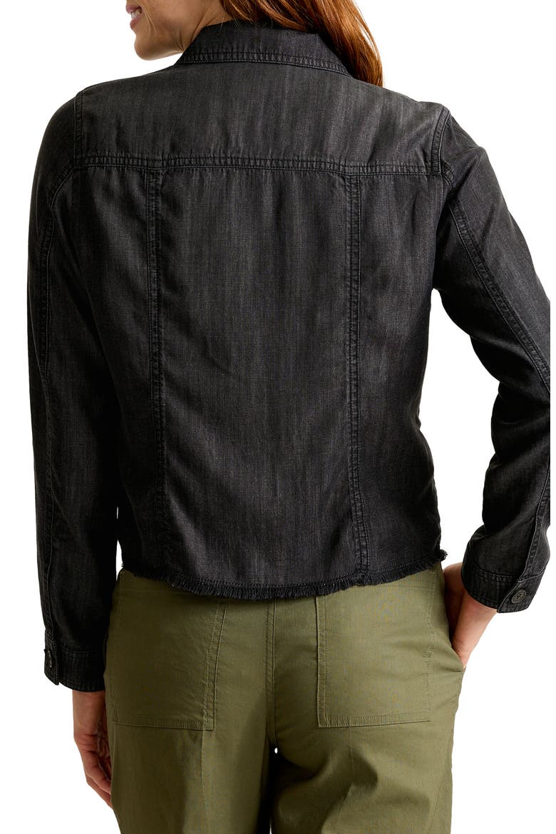 Fray Hem Chambray Crop Jacket, Alternate, color, BLACK WASH