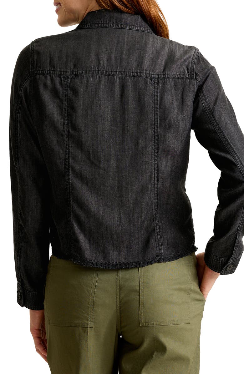 Tommy Bahama Fray Hem Chambray Crop Jacket, Alternate, color, Black Wash