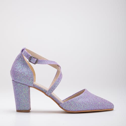 Forever & Always Shoes Sina Criss Cross High Block Heels In Lilac Glitter
