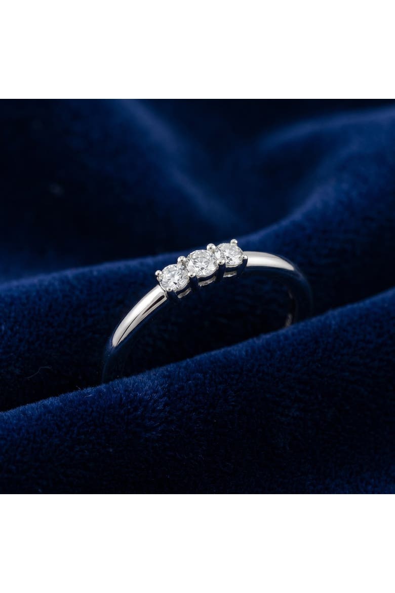 Delicate Diamond 3-Stone Minimalist Anniversary Wedding Ring 14k Gold Lab Grown, Alternate, color, 14k Rose Gold