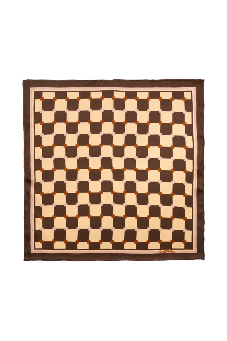 Checkerboard Pocket Square, Main, color, Coffee