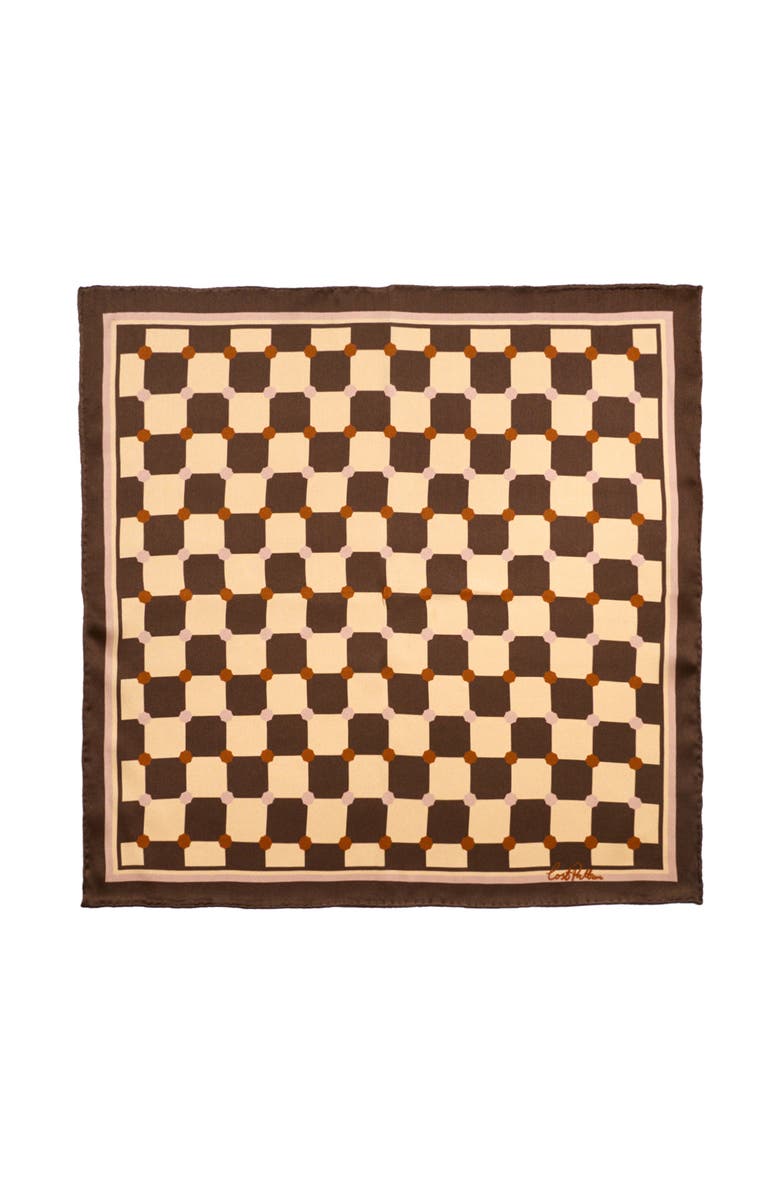 Lost Pattern Checkerboard Pocket Square, Main, color, Coffee