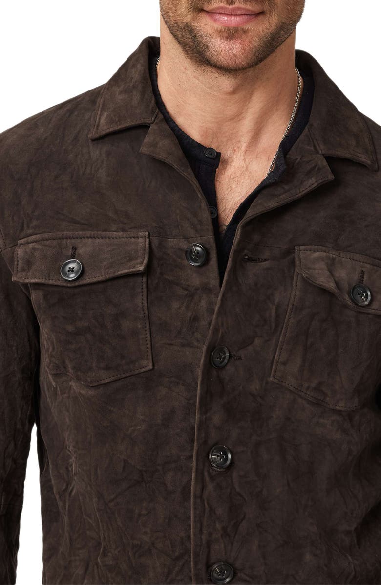 John Varvatos Jesse Suede Shirt Jacket, Alternate, color, Espresso