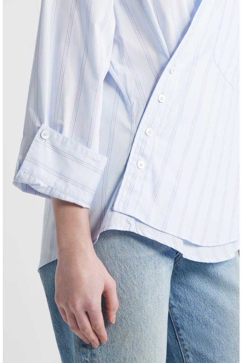 Asymmetric Stripe Wrap Shirt, Alternate, color, ROYAL STRIPE
