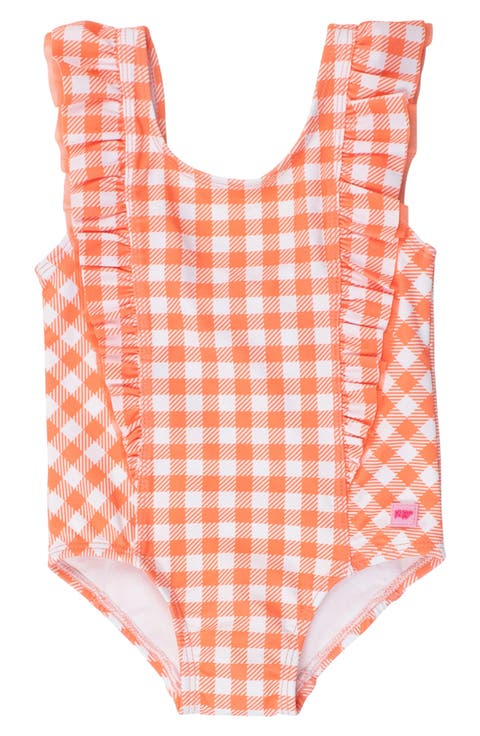 Gingham Waterfall Ruffle One-Piece Swimsuit (Baby)