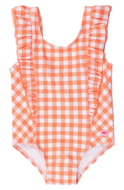 Rufflebutts Gingham Waterfall Ruffle One-piece Swimsuit