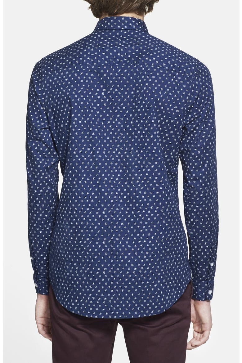 Star Print Cotton Shirt, Alternate, color, BLUE