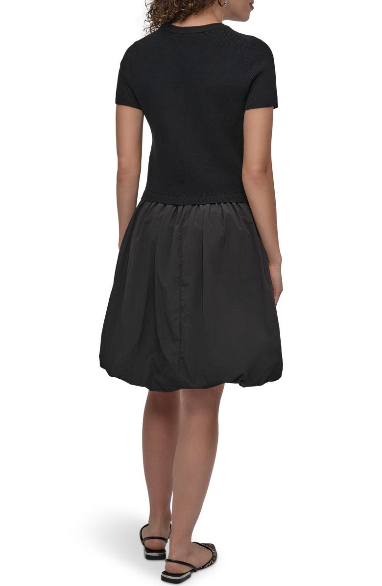 DKNY Short Sleeve Mixed Media Bubble Dress, Alternate, color, 