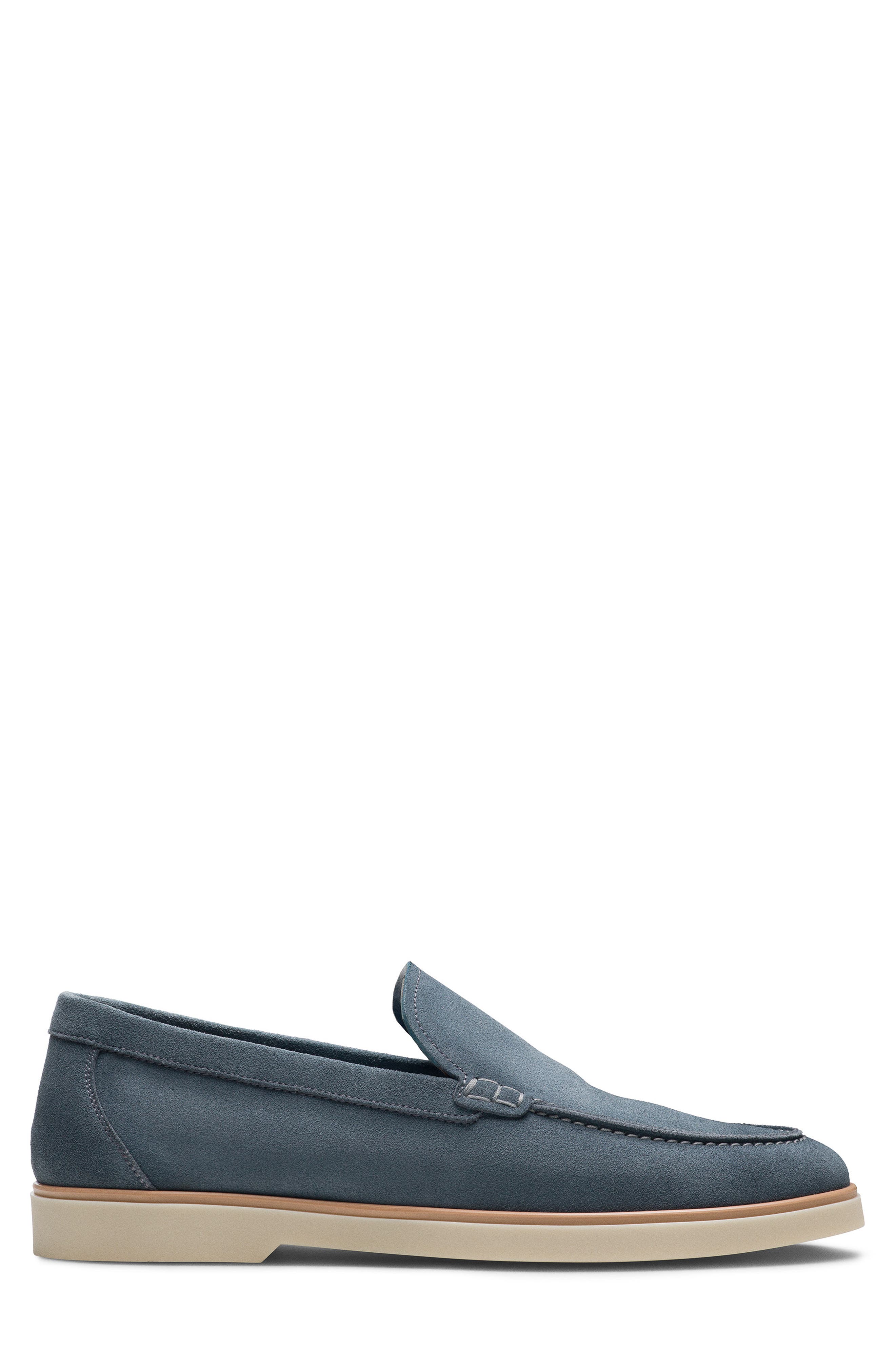 Magnanni Beignet II Apron Toe Suede Loafer, Alternate, color, Sky Blue Suede