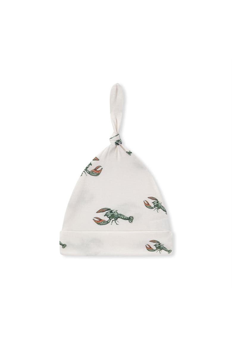 Luxe Stretch Newborn Gown and Hat Set, Alternate, color, Mint Lobster
