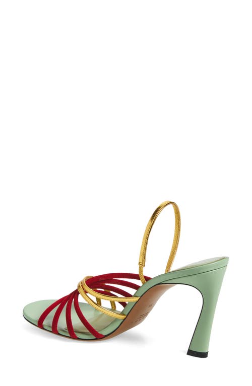 Marni New Wave Slingback Sandal In Z0938 Green/red/gold