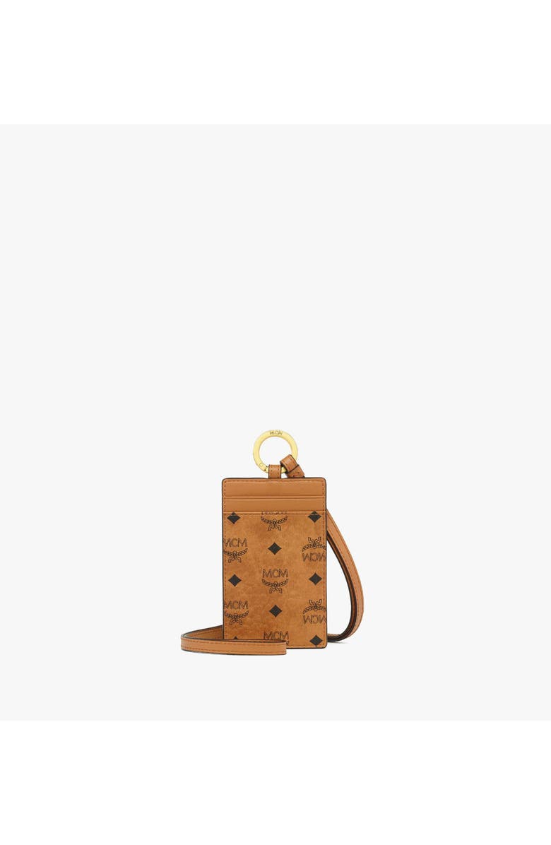 MCM Lanyard ID Card Holder in Visetos, Main, color, Cognac