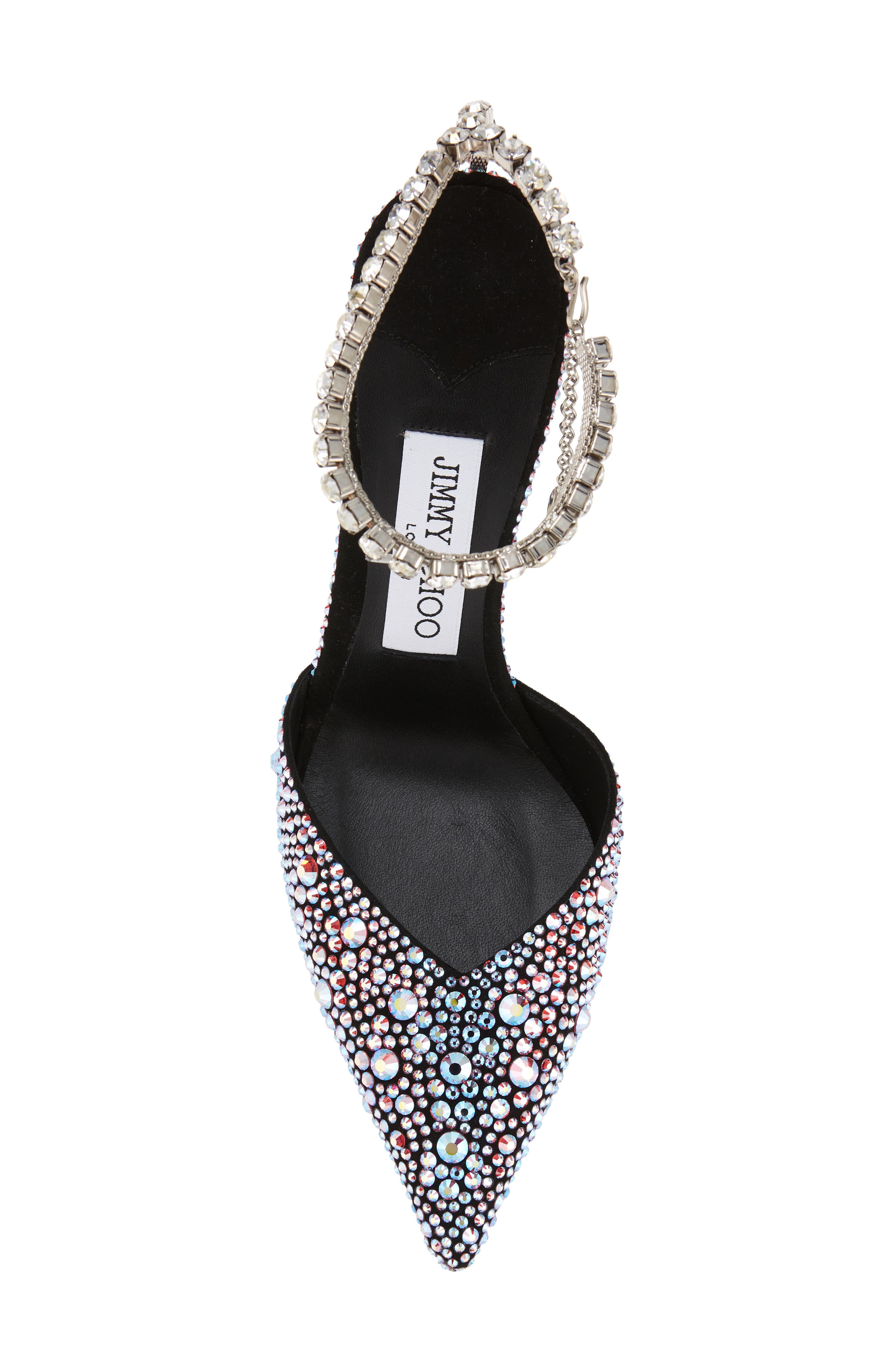 Jimmy Choo Saeda Crystal Ankle Strap Pointed Toe Pump, Alternate, color, 
