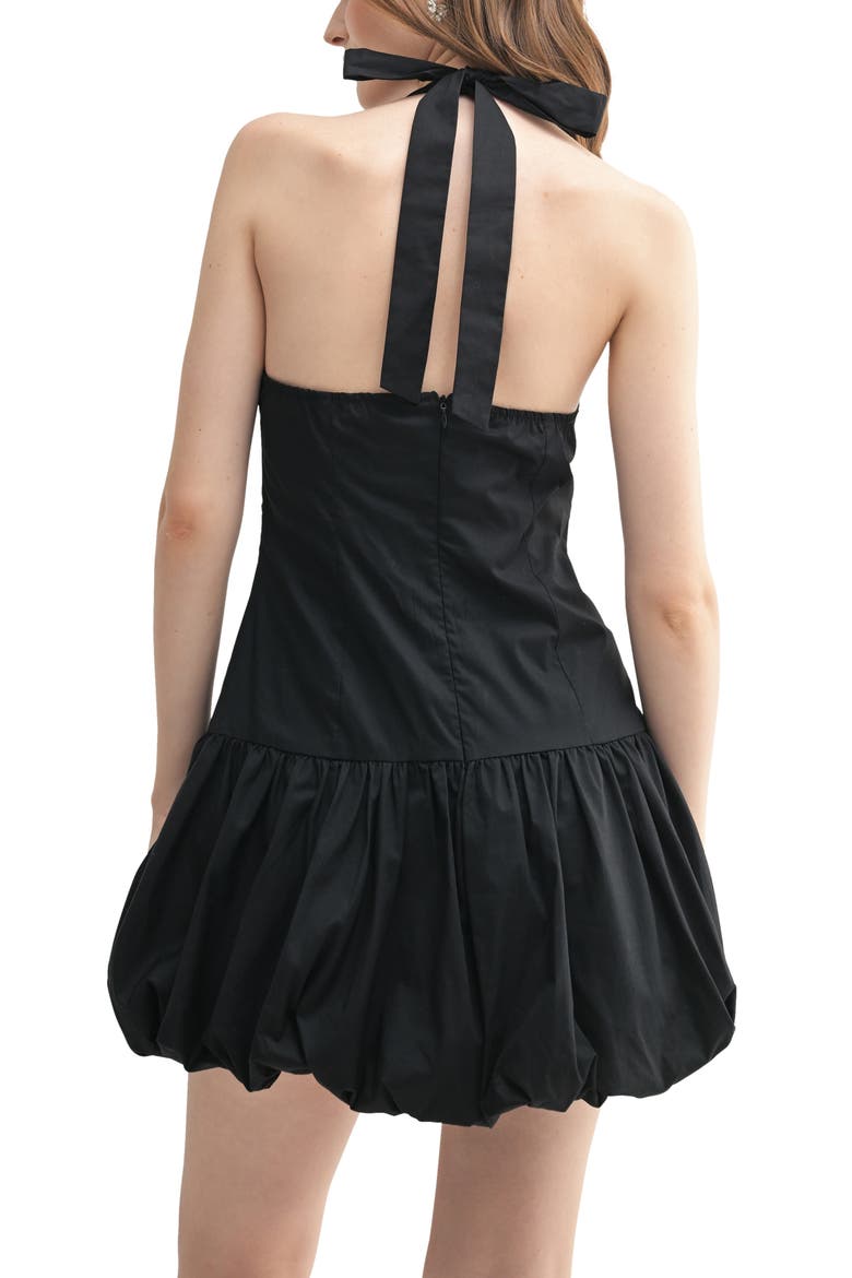 Halter Bubble Hem Minidress, Alternate, color, BLACK