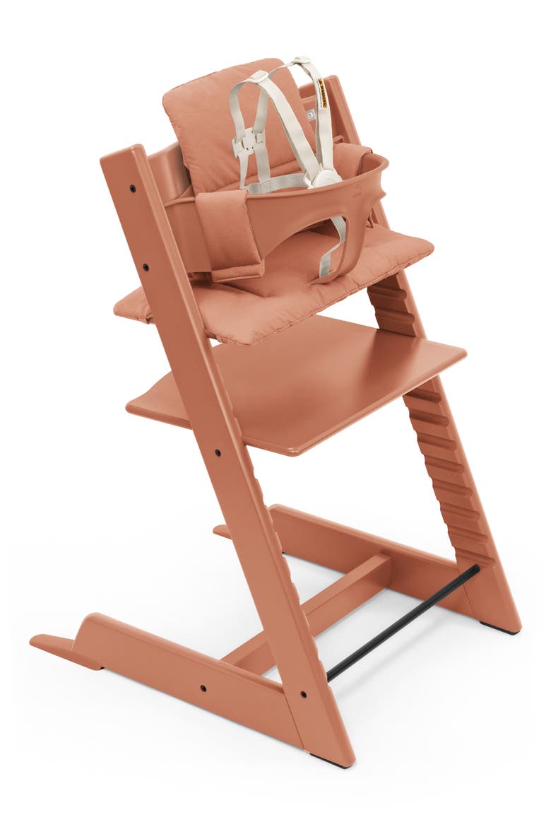 Tripp Trapp® Highchair², Cushion & Stokke® Tray, Alternate, color, TERRACOTA W/ TERROCATA