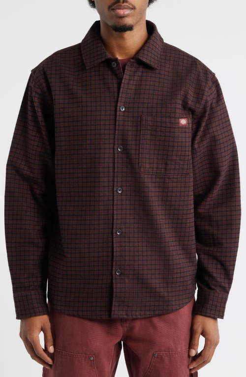 Dickies Hendersonville Classic Fit Check Brushed Cotton Button-up Shirt In Brown