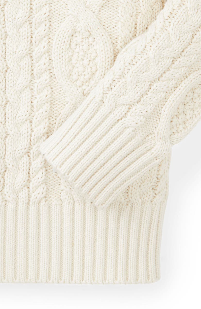 Hope & Henry Baby Boys' Organic Mock Neck Cable Sweater, Infant, Alternate, color, Soft White