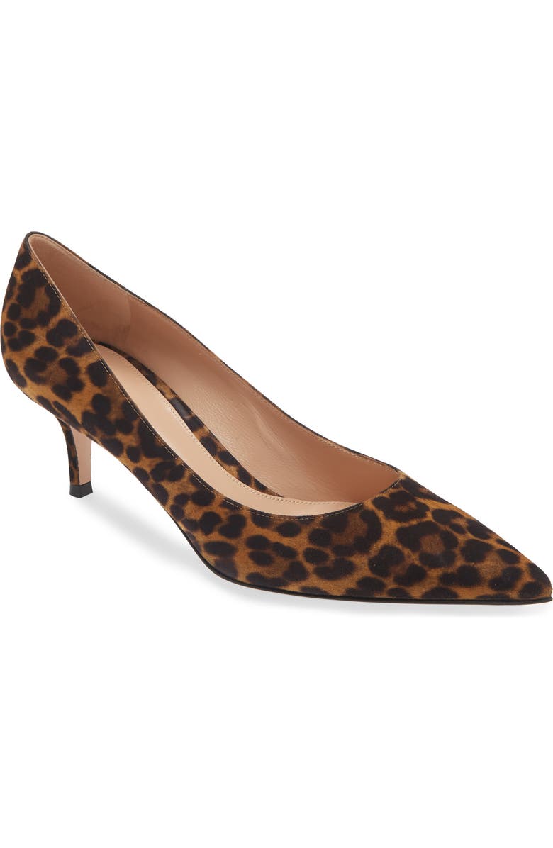 Gianvito Rossi Leopard Print Suede Pump, Main, color,