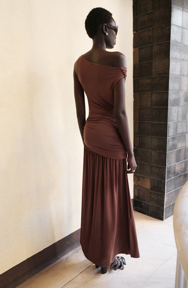 MANGO Asymmetric Gather Maxi Dress, Alternate, color, 