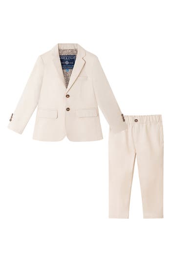 Andy & Evan Kids' Cotton Blend Suit In Sand