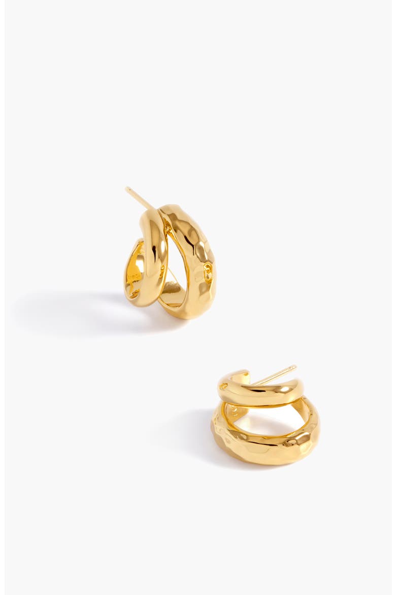 Double Claw Hammered Hoop Earrings in Two Tone, Alternate, color, Two Tone