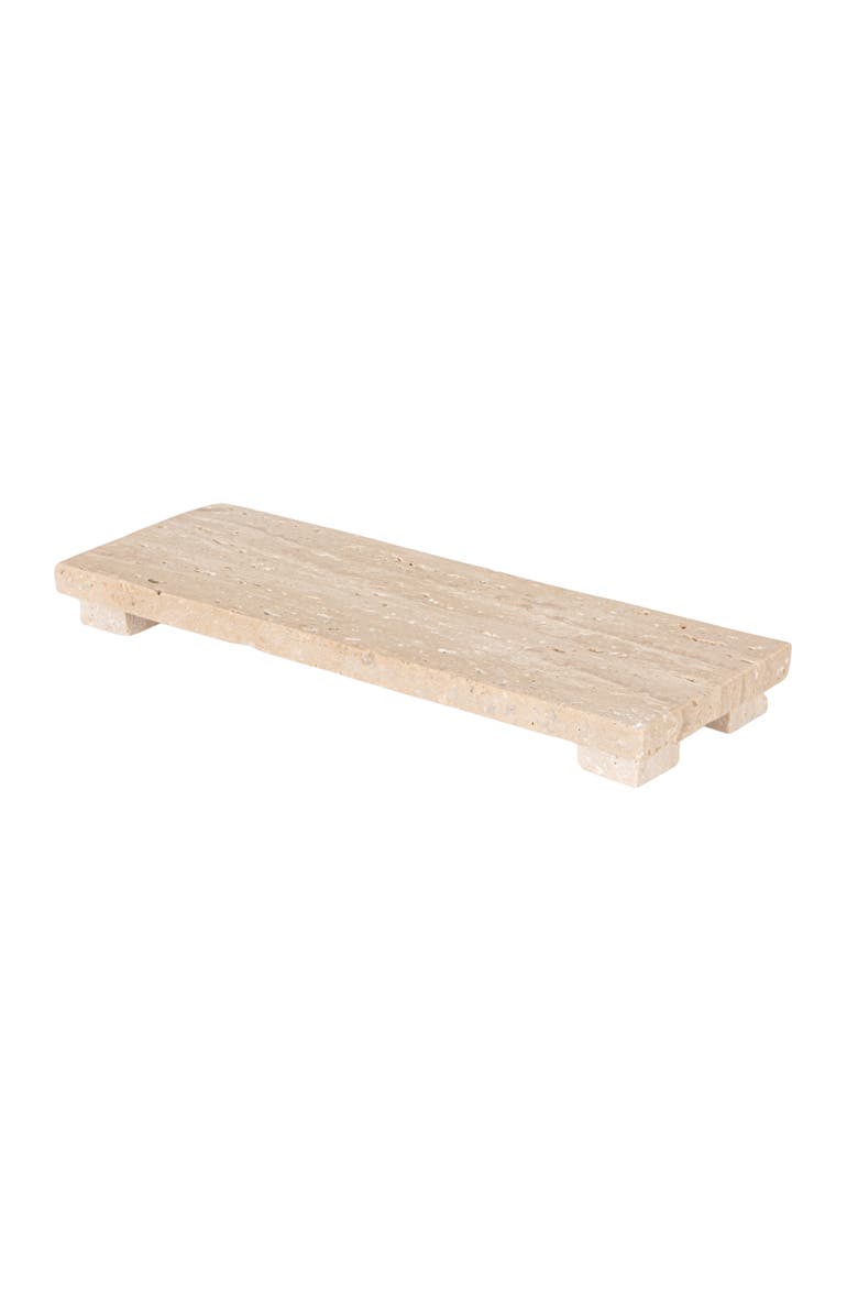 Storied Home Scandinavian Travertine Footed Charcuterie Board, Beige, Main, color, Natural