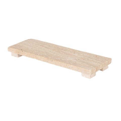 Scandinavian Travertine Footed Charcuterie Board, Beige