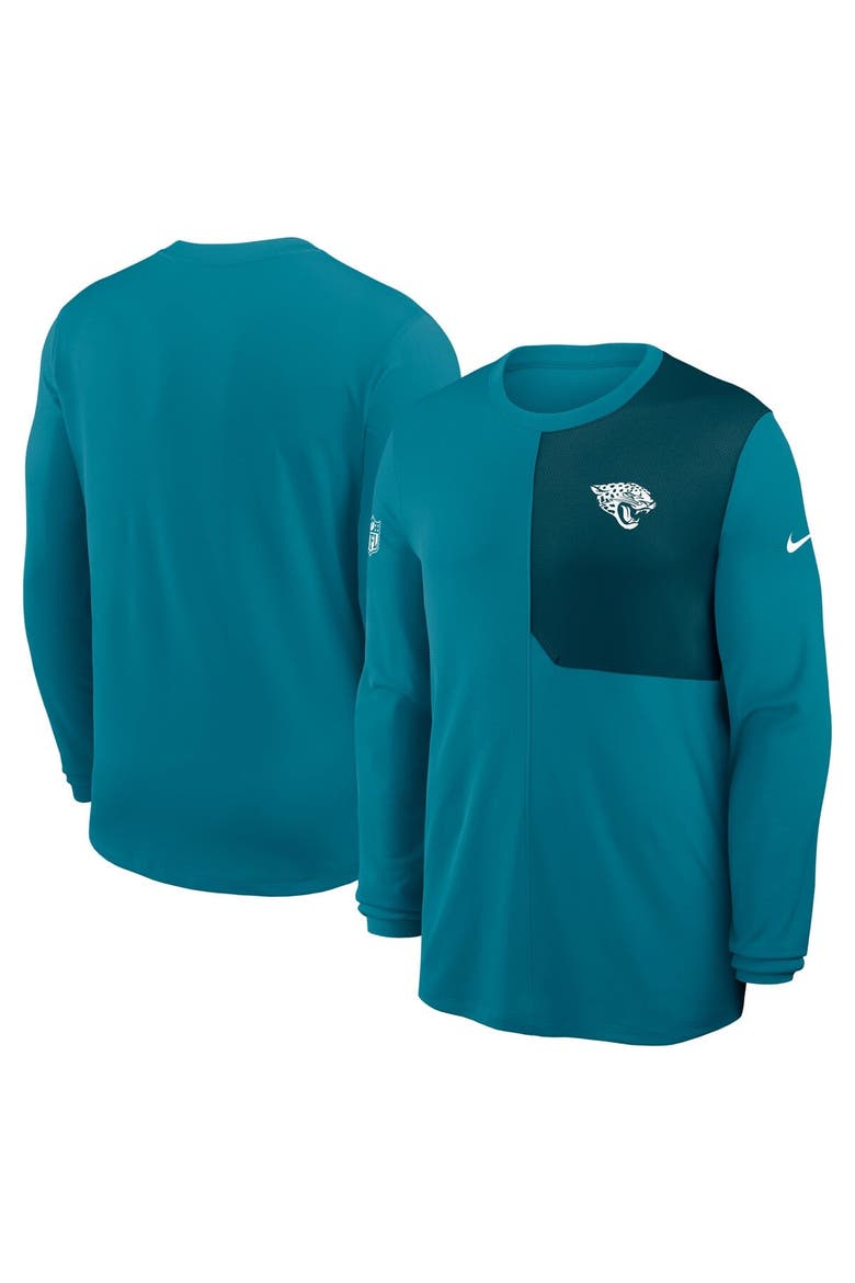 Men's Nike Teal Jacksonville Jaguars Sideline Coaches UV Performance Long Sleeve T-Shirt, Alternate, color, Teal