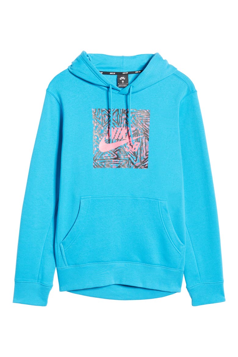 Triangle Graphic Hoodie, Alternate, color, LASER BLUE/ WATERMELON