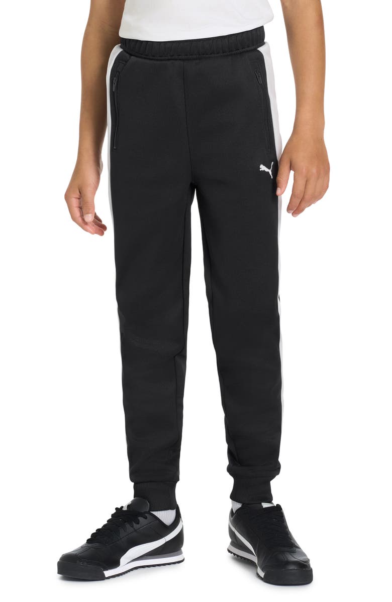 PUMA Kids' T7 Foundations Slim Piqué Track Pants, Alternate, color, Black