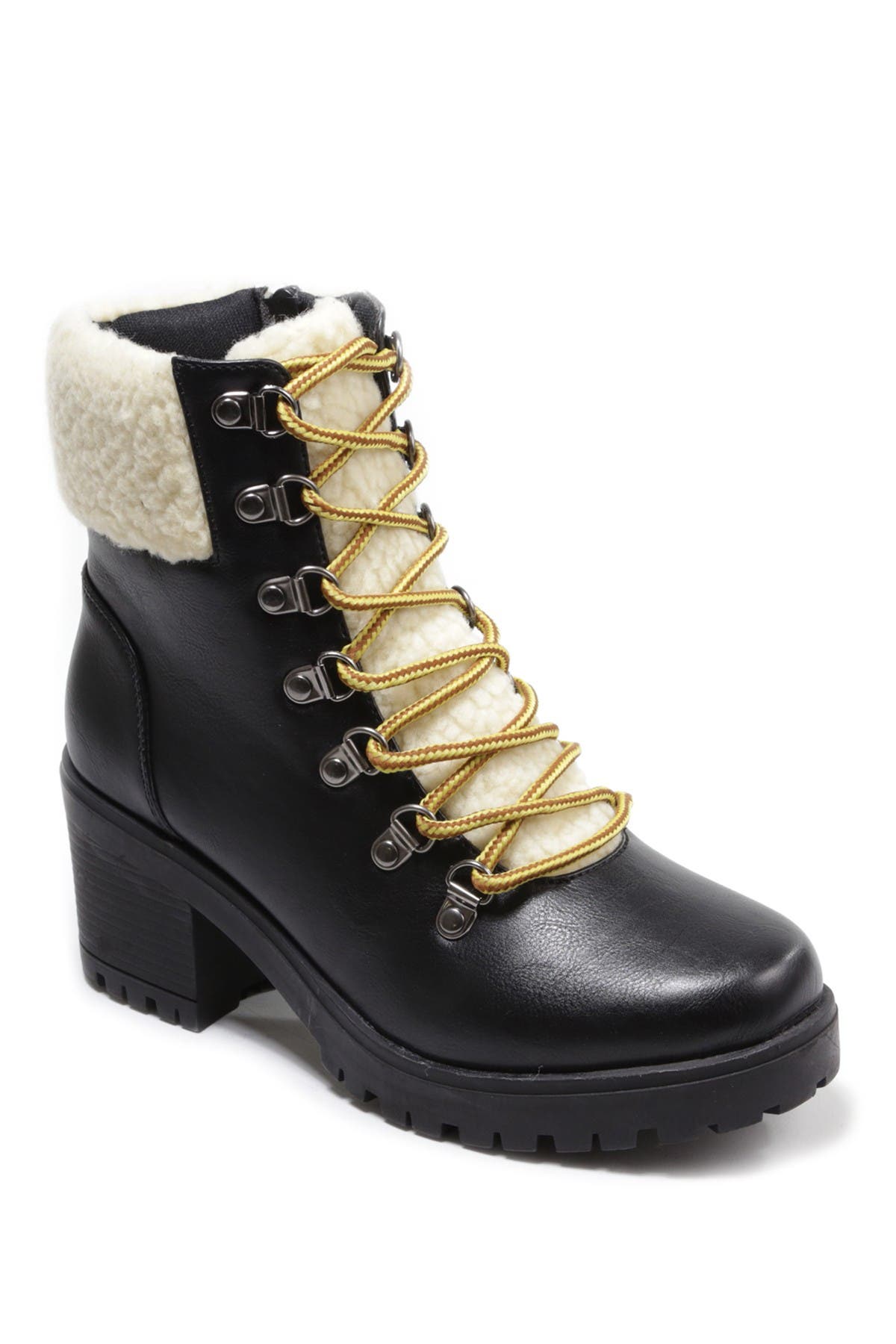 Catherine Catherine Malandrino Polar Faux Shearling Lined Chunky Heel Bootie, Main, color, 