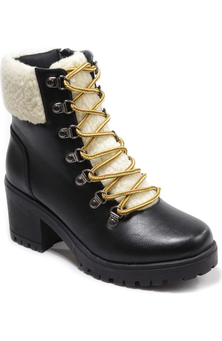 Catherine Catherine Malandrino Polar Faux Shearling Lined Chunky Heel Bootie, Main, color,