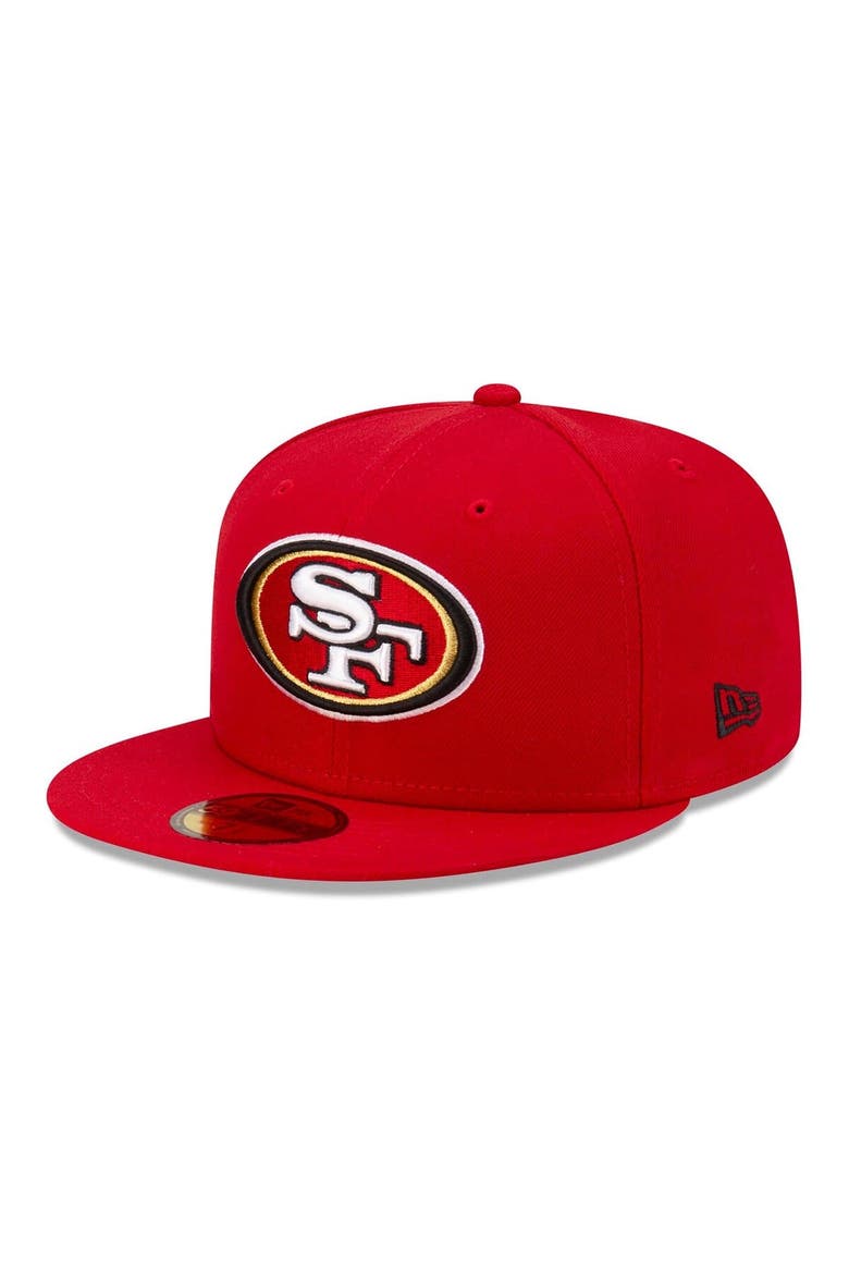Men's New Era Scarlet San Francisco 49ers 80th Anniversary Side Patch 59FIFTY Fitted Hat, Alternate, color, Scarlet