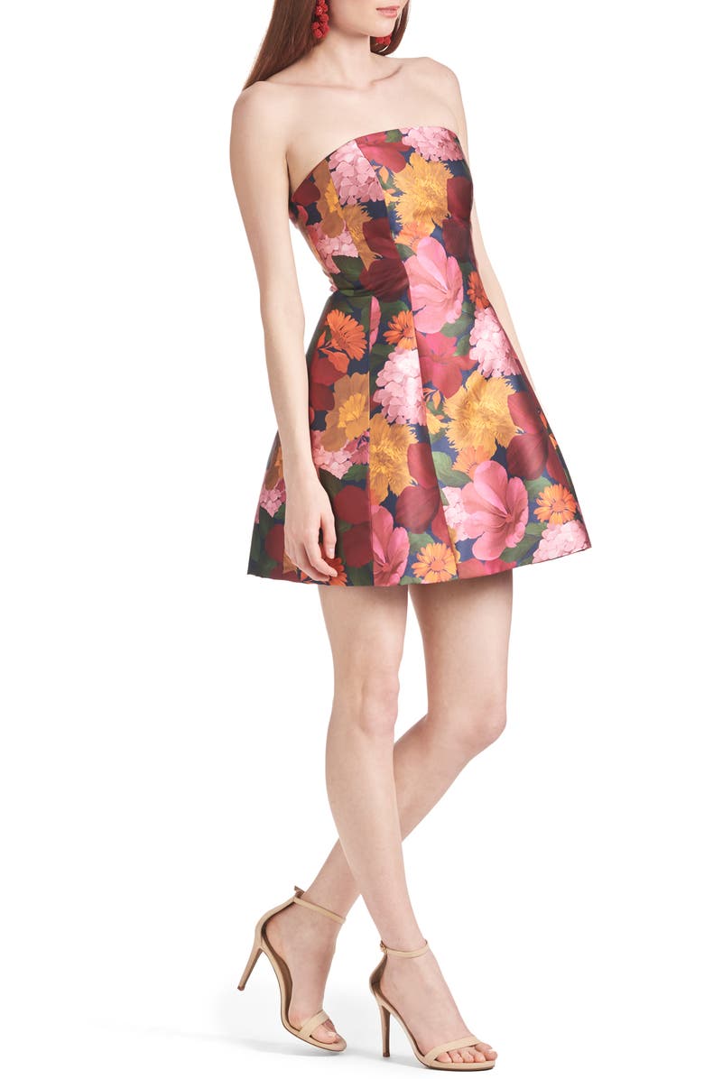 Sachin & Babi Alanna Floral Strapless Cocktail Minidress, Alternate, color, 