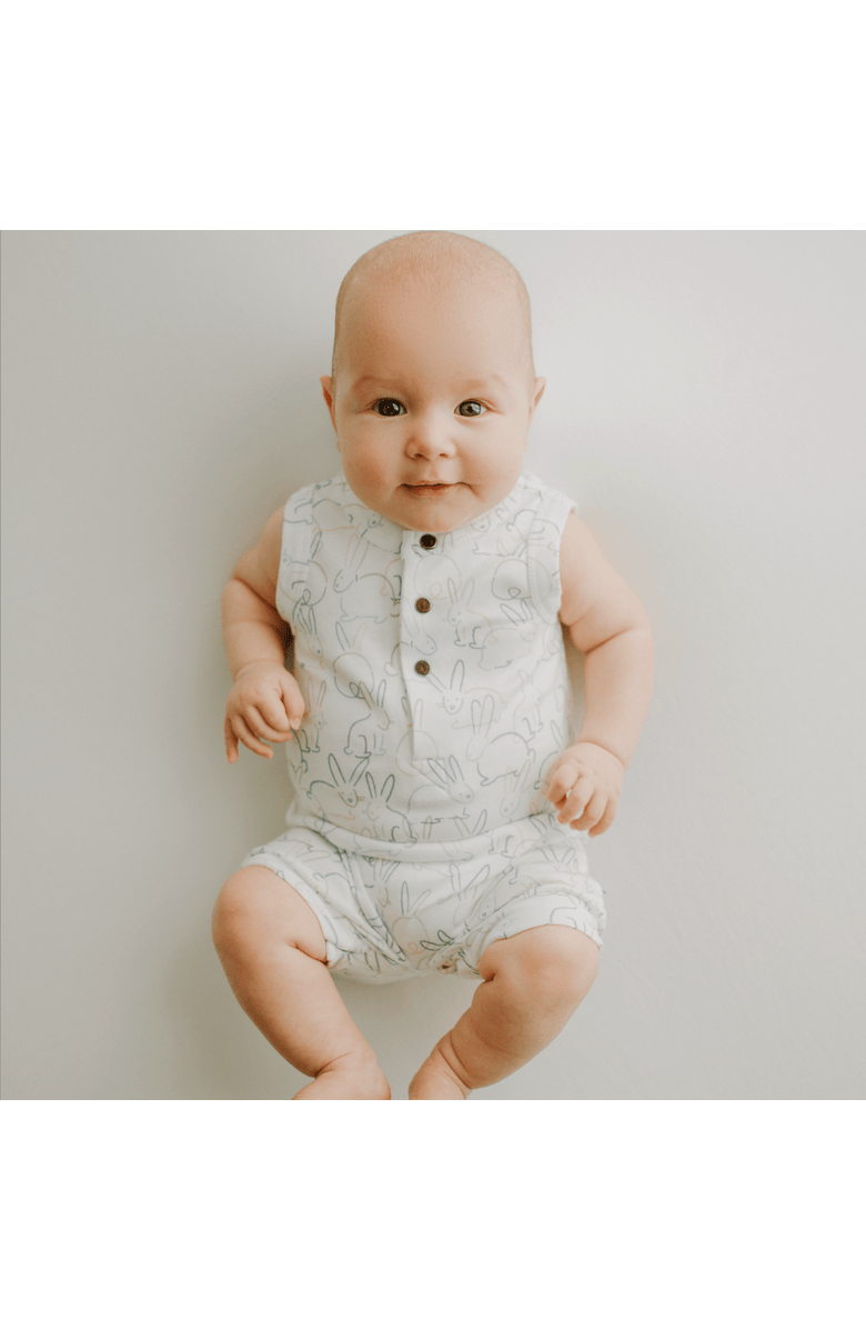 Finn + Emma Organic Baby Romper I Bunnies, Alternate, color, Off White