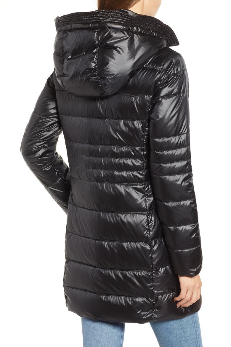 Hooded Down Coat, Alternate, color, BLACK