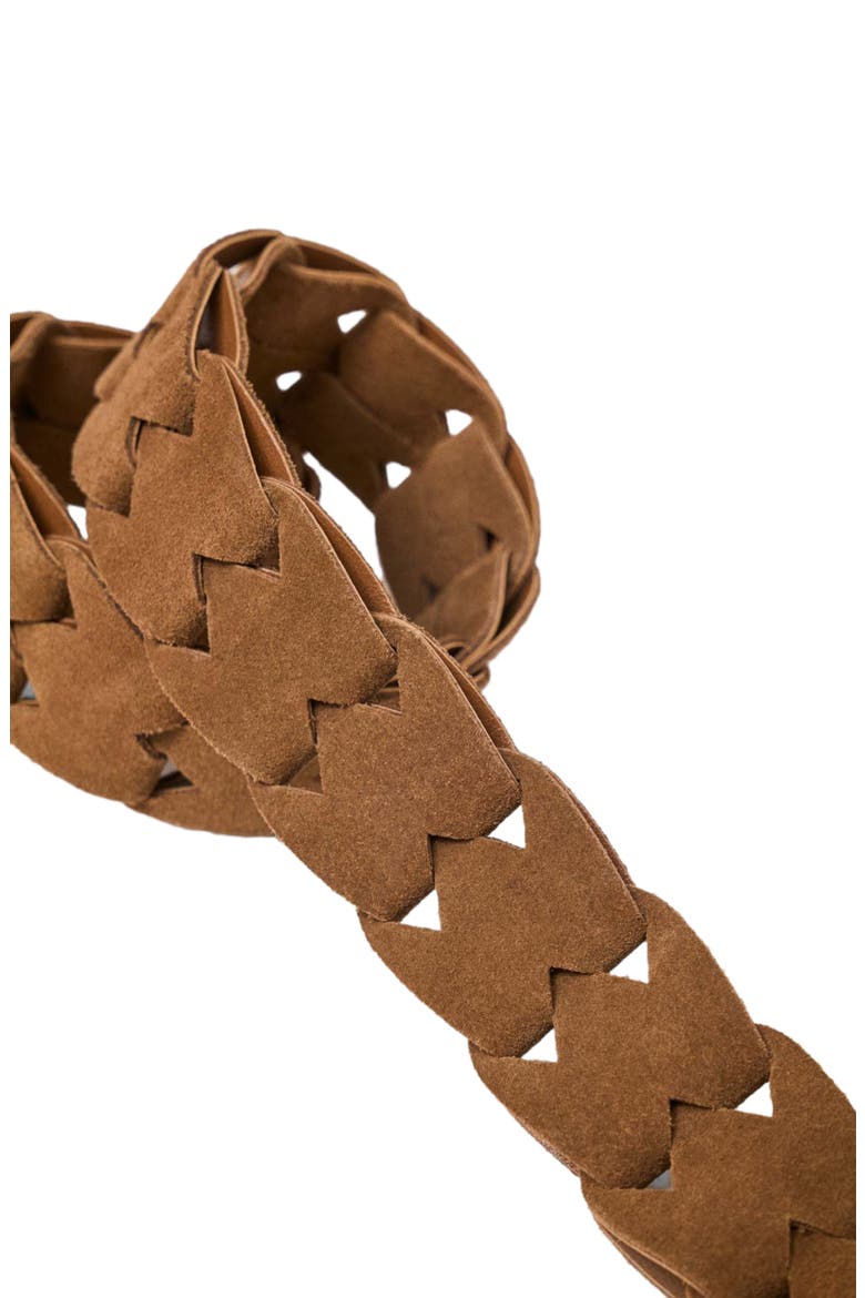 Braided suede belt, Alternate, color, Camel