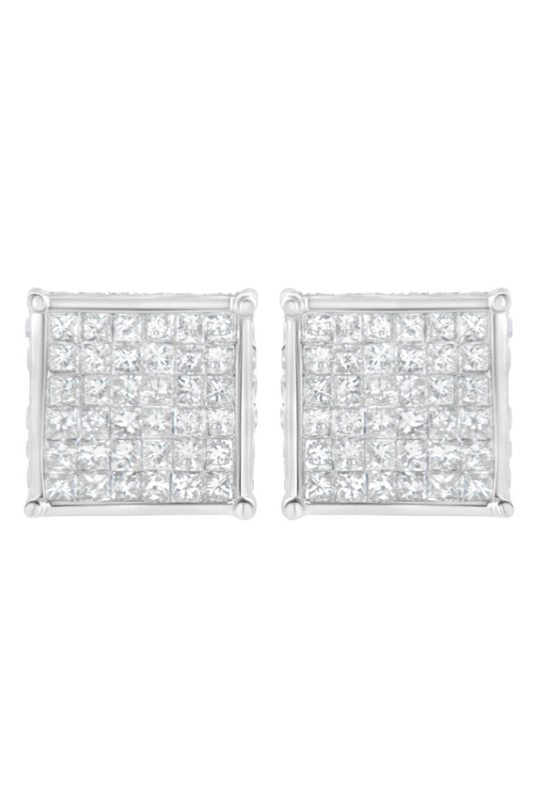 10K White Gold 2ct TDW PrincessComposite Diamond Stud Earring, Main, color, White